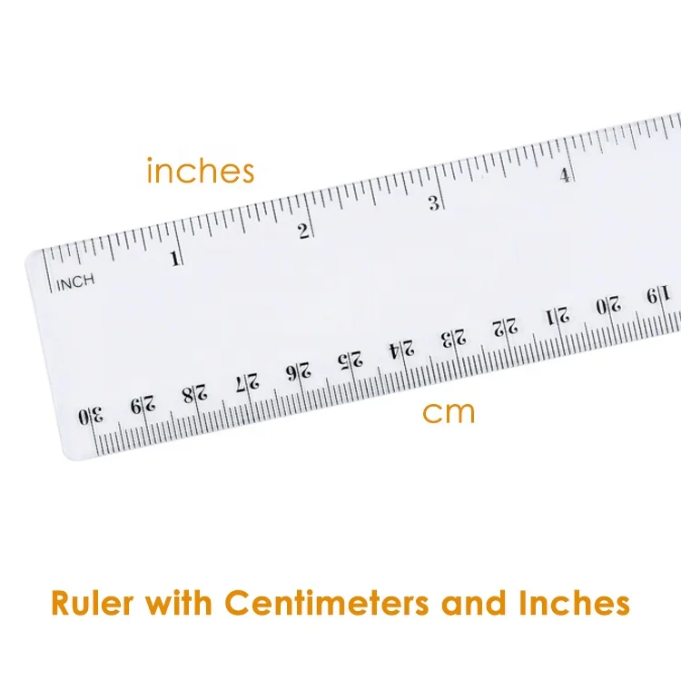 Foska Straight Ruler 6inch 8inch 12inch 20inch Inches and Metric Scale Clear Plastic Ruler for Student School Office