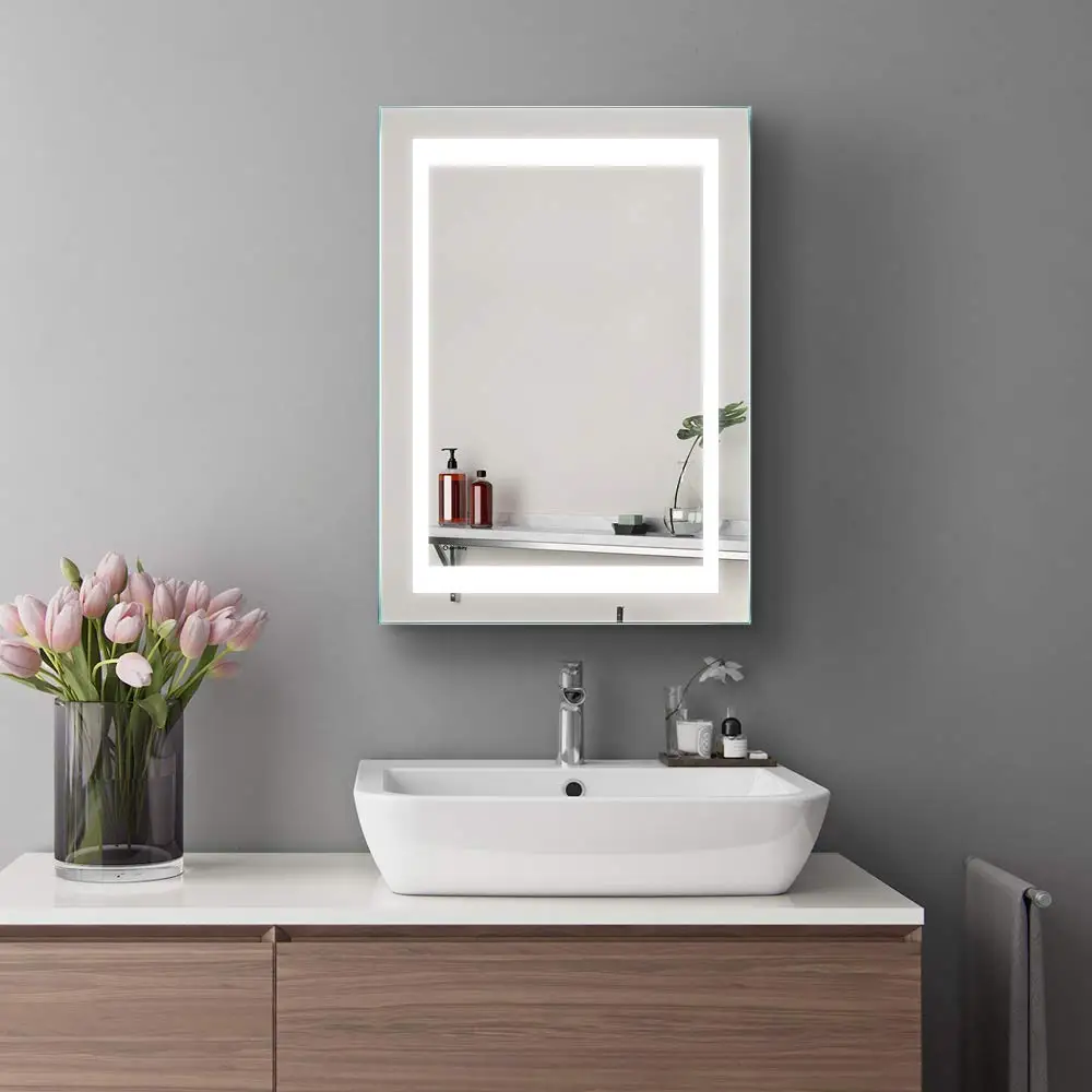 
Hotel LED Illuminated Bathroom Mirror Cabinet with Touch Sensor and Shaver Socket 