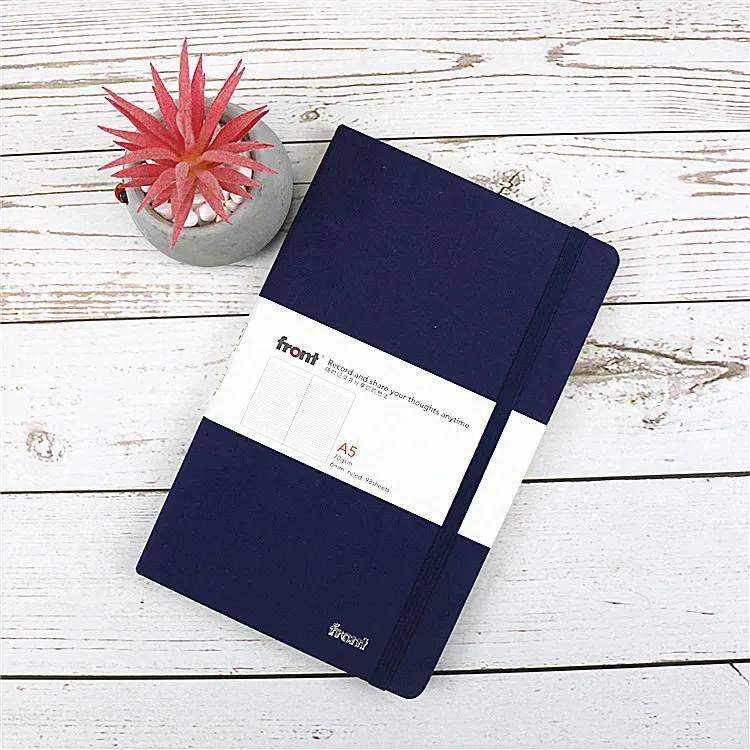 front Wholesale custom printing a5 pu leather hardcover planner journal lined grid 400 pages hard cover notebooks