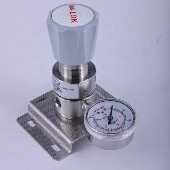 NAI-LOK Gas Laboratory High Pressure 3500psi 1/4' FNPT Hydrogen Gas Cylinder Pressure Regulator With Two Gauges