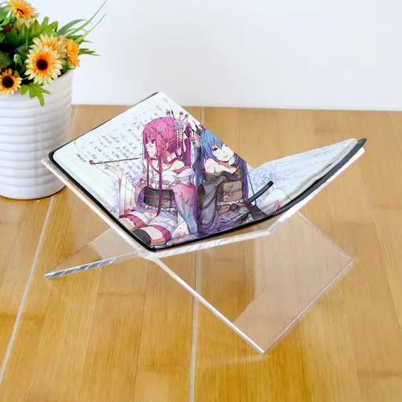 RAY YI Custom Clear Acrylic Book Holder 2 Pieces Reading Stand for Open and Closed Books