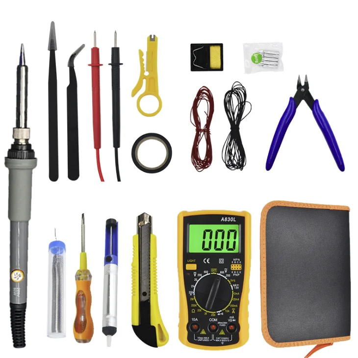 Household repair welding tool combination a830l multimeter set adjustable temperature electric soldering iron multimeter 23pcs