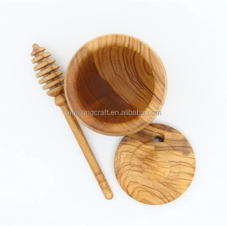 Solid Wood Carved Cutout Jar Container Food Pot with Oil Treatment Customized Size Wholesale