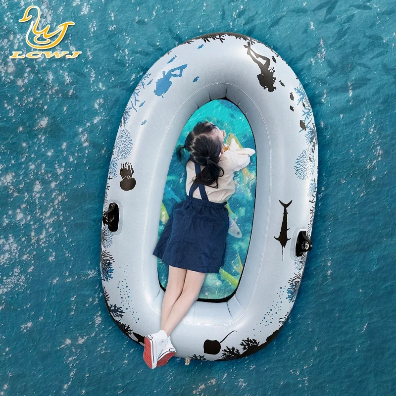 LC Explore Underwater World Clear Bottom Inflatable Boats Pool Floats for Kids Inflatable Rafts