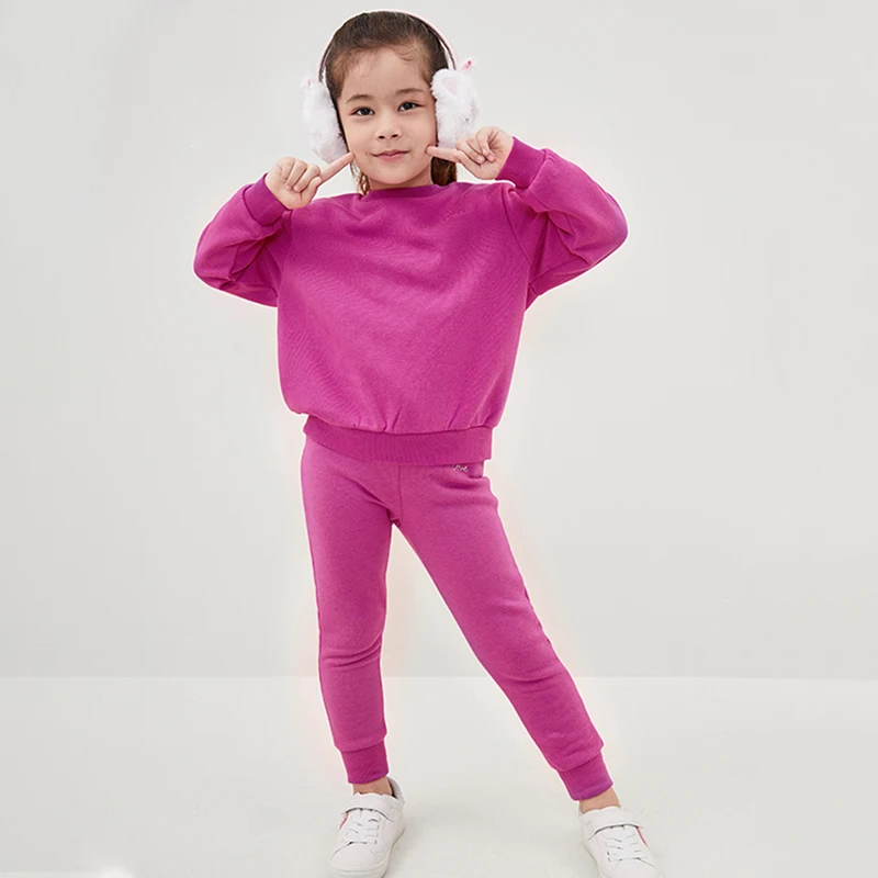 
2020 winter Custom logo solid color pullover girl baby kids fleece sweatshirt 