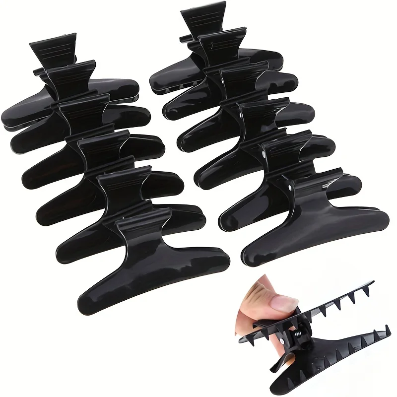 Spots 12pcs Butterfly Hair Claw Clips Pro Salon Hair Clip Clamps Hairpin Ponytail Holder Hair Section Claw Styling Holding Tool