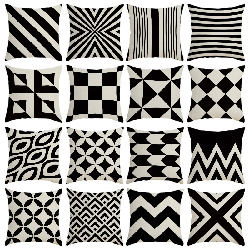 Nordic Geometry Black White Cushion Pillow Cover Home Decorative Office Sofa Polyester PillowCase