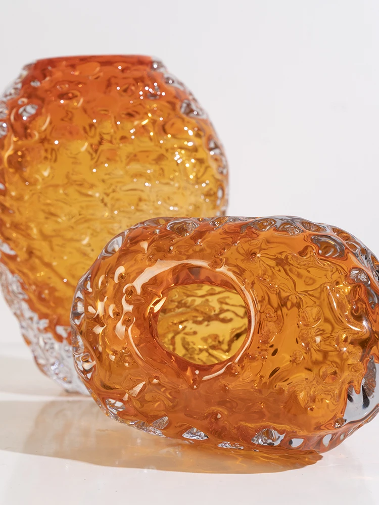 Tall decorative Glass Vase Multicolor Confetti Hand Blown Murano Style Art Glass