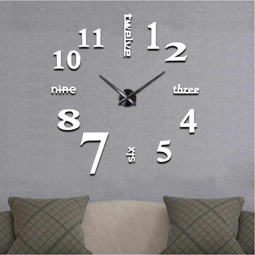 3D бескаркасные домашние декоративные настенные акриловые большие часы «сделай сам» дешевые настенные часы