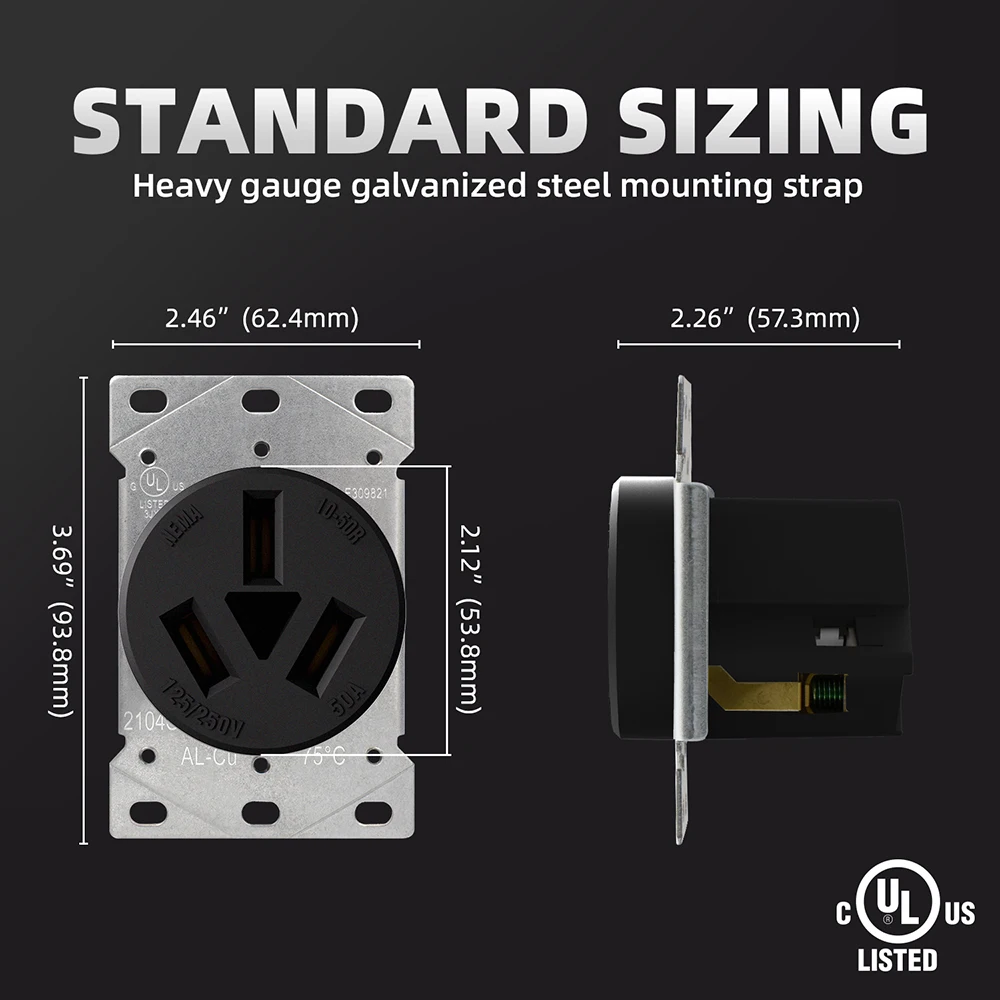 ELEGRP 10-50R US Range/Dryer Receptacle 125/250V Industrial Sockets Nylon UL&cUL 50A electrical sockets