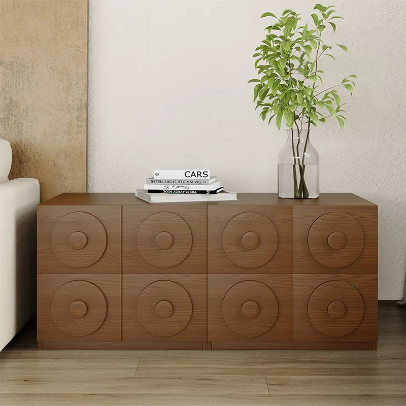 Nordic Living Room Bedroom Cabinets Medieval Carved Chest of Drawers at the End of the Bedroom Brown Storage Cabinets