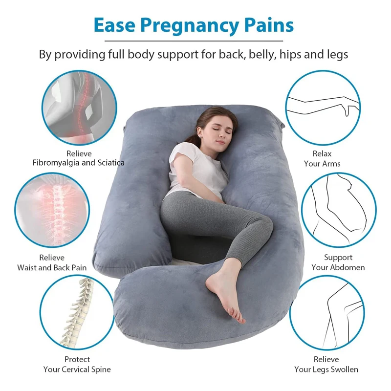 Wholesale Coral Velvet Cover Full Body Pillow Soft Support Pillow for Pregnant Women High Quality J Shape Pregnancy Pillow