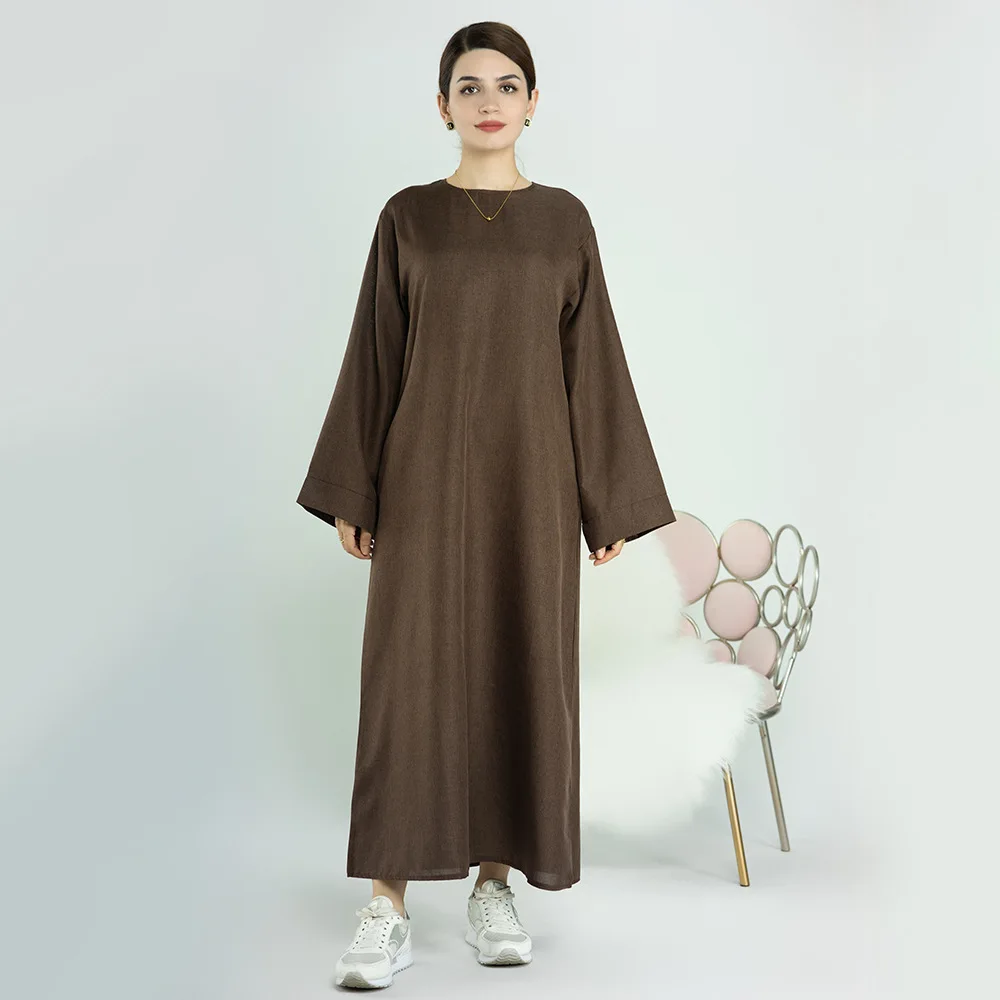 2023 Linen Closed Abaya Daily Wear Muslim Girls Abaya Turkey Abaya Dubai Women Islamic Clothing