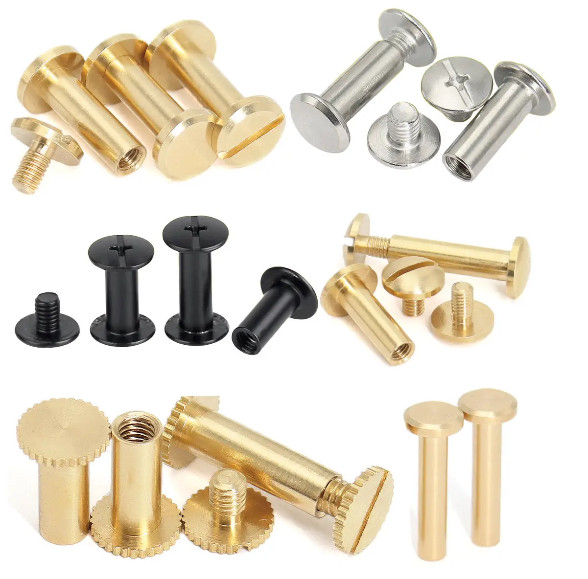 Custom brass aluminum stainless or steels nonstandard fastener male and female screw book binding set bolts Chicago Screw
