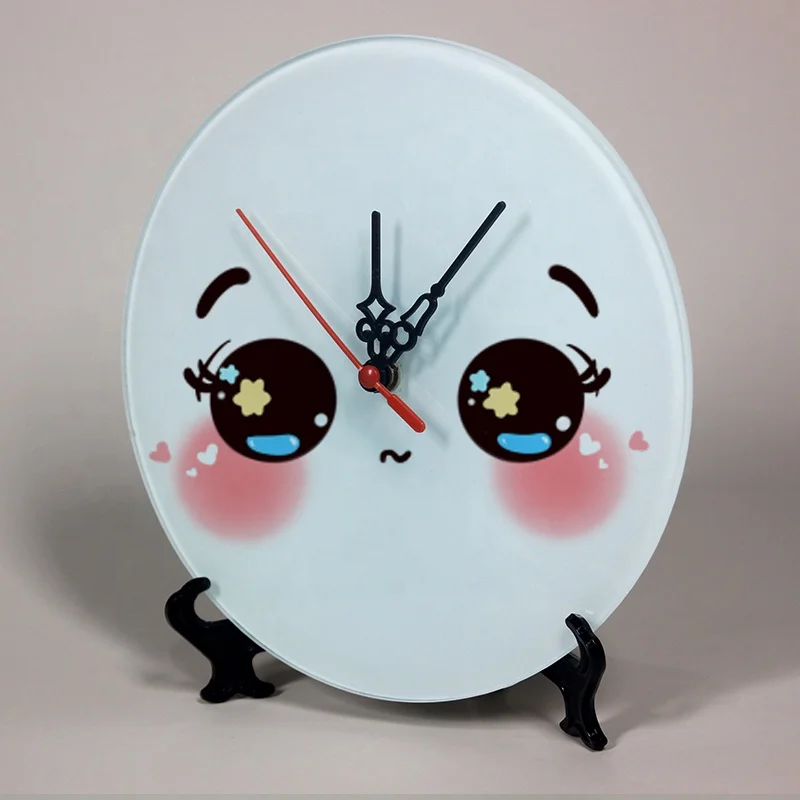 Selling Factory Directly 20*20cm Round Sharp Sublimation Blanks Glass Photo Frame with Clock BL27