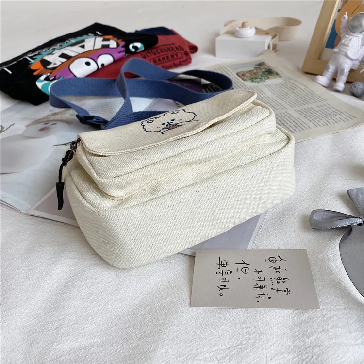 2025 Custom Small Women Canvas Shoulder Bags Korean Cartoon Print Fashion Mini Girls Handbags Phone and Purses Crossbody Bag