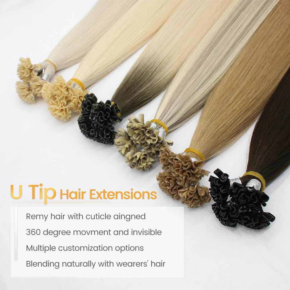 Fangcun Double Drawn Italian Prebonded i Tip U Tip Hair Extensions Virgin Keratin Human Hair Extension