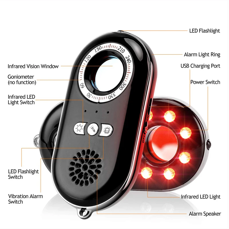 Handheld Bug Sweeper Spy Cam Finder Hidden Camera CCTV Camera Finder