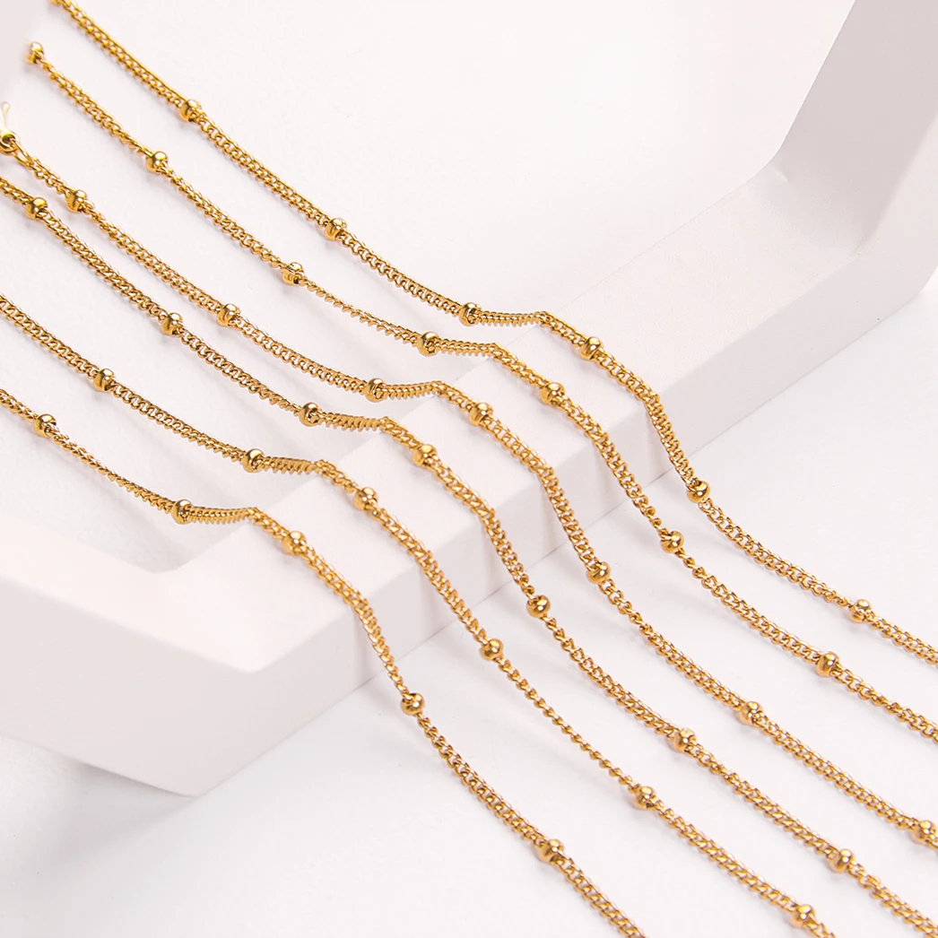 Оптовая продажа модные ювелирные украшения Powell 20 дюймов 2 мм тонкие Круглые бусины спутниковая цепь из нержавеющей стали ожерелье бисера