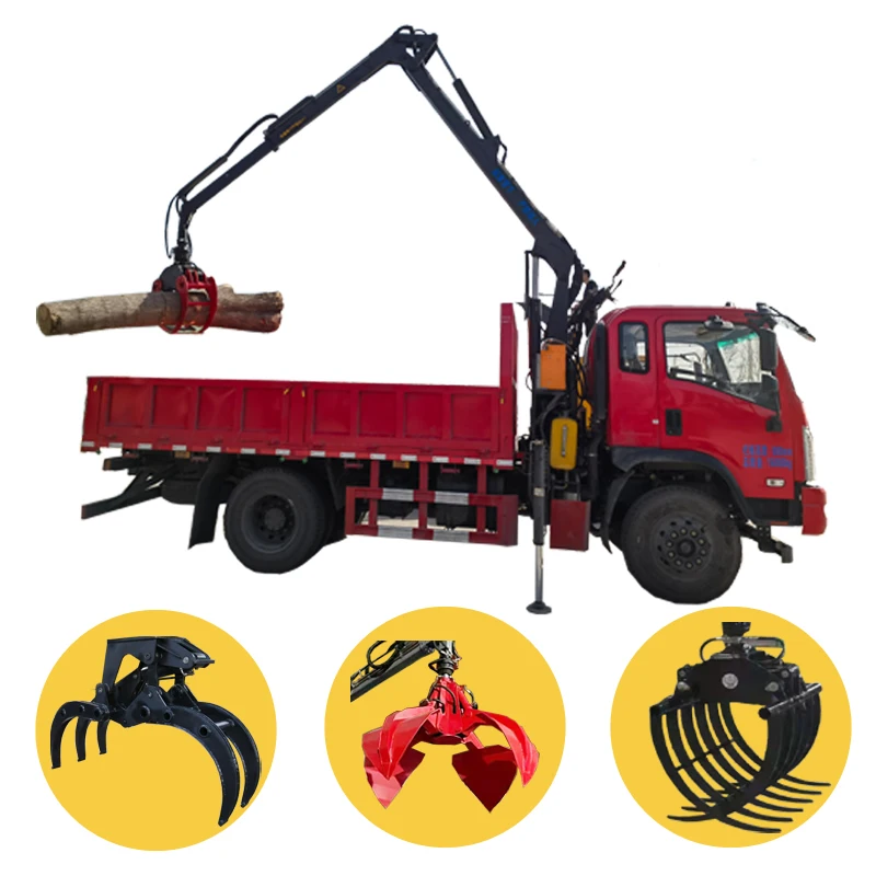 Small hydraulic log grapple for forestry machinery