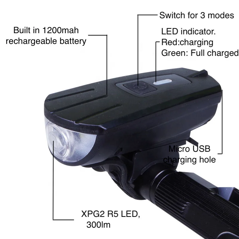
High Quality LED Cycle Head Lights Rechargeable Bicycle Torch 