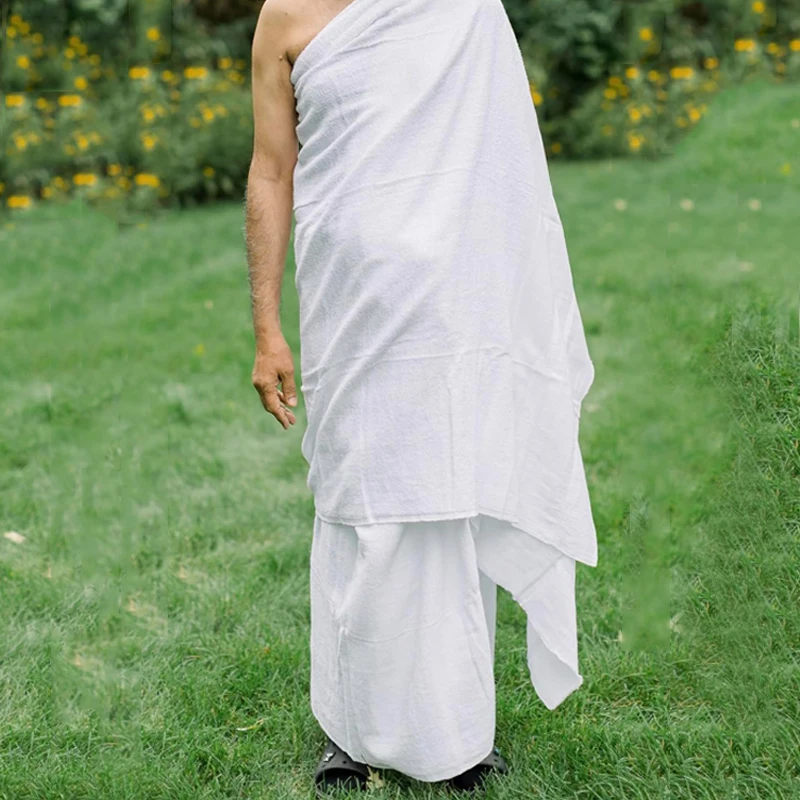 105*210cm High Quality 100% Polyester Jacquard Muslim Haji Ihram Towel Spot Pilgrimage Towel White Ihram Hajj and Umrah Towel