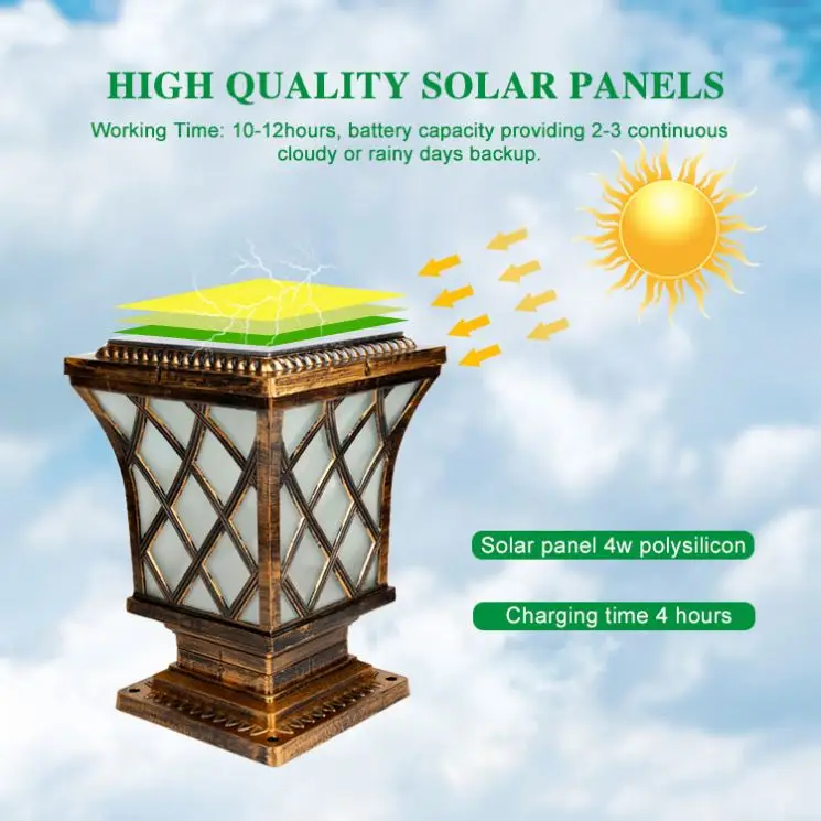 6V high-end aluminum outdoor pillar LED aluminum solar garden light