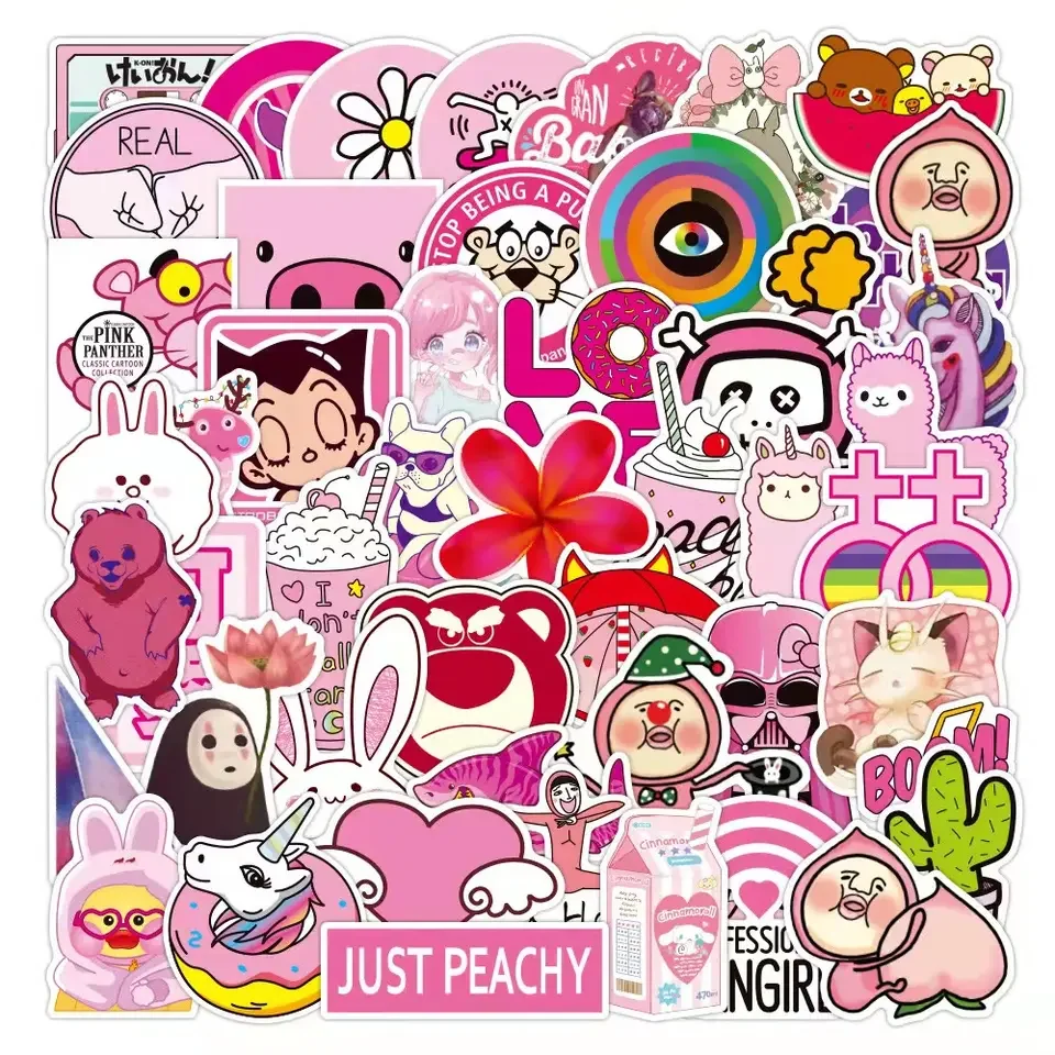 NO MOQ Custom Stickers Waterproof Die Cut Logo Anime Adhesive Vinyl PVC Stickers For Guitar Luggage Decoration