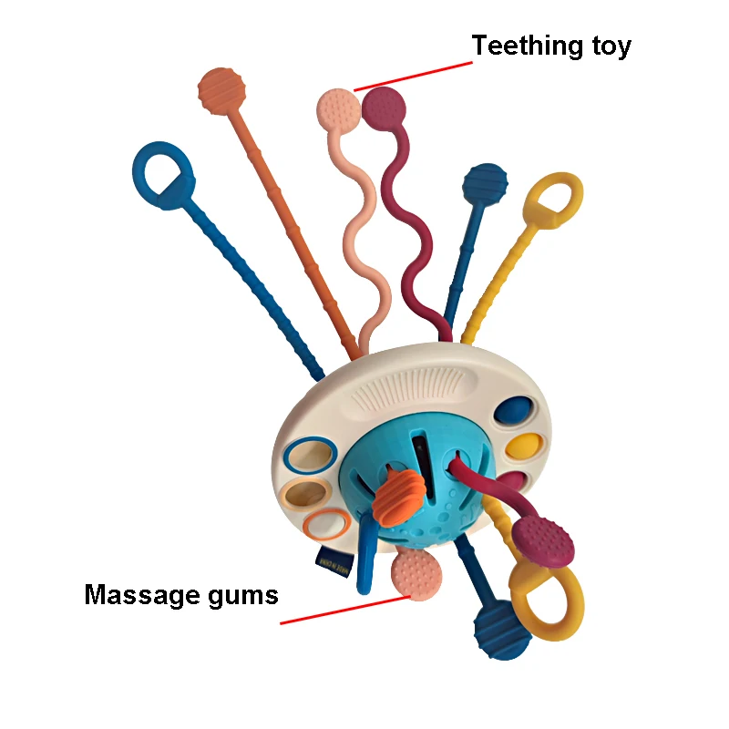 UFO Baby Sensory Toys Montessori Pull String Toy Baby Interactive Ball String Activity Sensory Toys for Kids Funny Puller