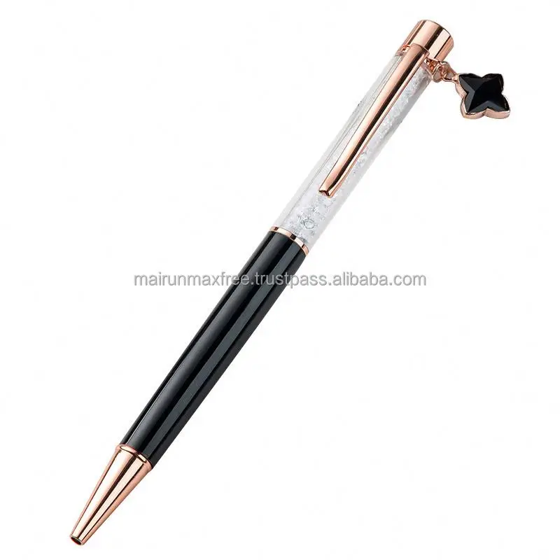 Beautiful Trending Gift 2023 Wholesales Custom Glitter Colorful Click Ballpoint Pen with Flower for Holiday Girls Women Presents