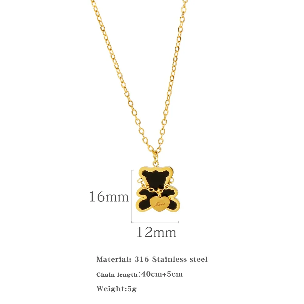Hongtong Bear Heart Cute Delicate Stainless Steel Wholesale Fashion Women  Jewelry Pendant Necklaces