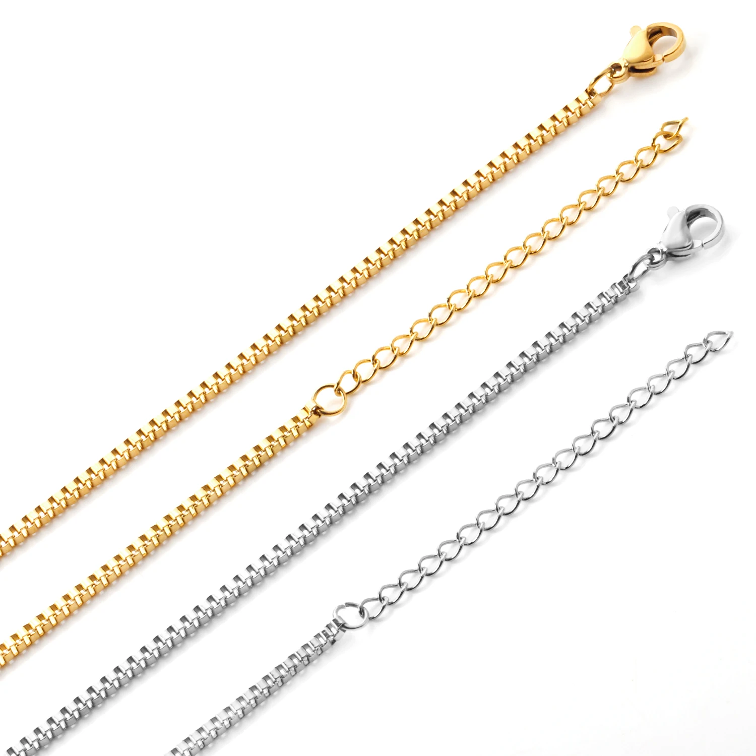 5cm Extension Stainless Steel Box Chain Necklace Design Without Pendant in