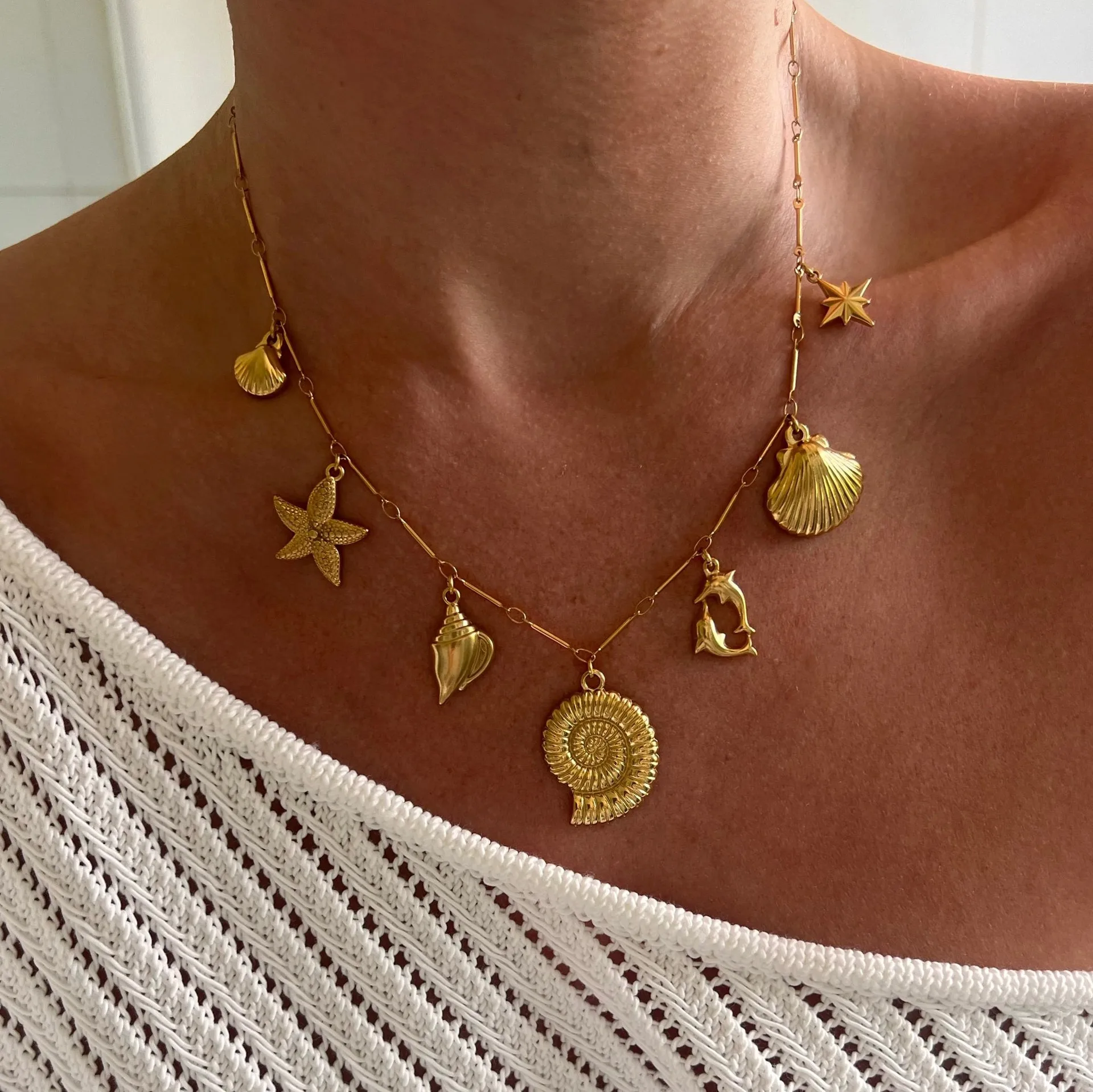 Мода из нержавеющей стали раковина ожерелье водонепроницаемый 18K позолоченный бабочка DIY кулон для женщин