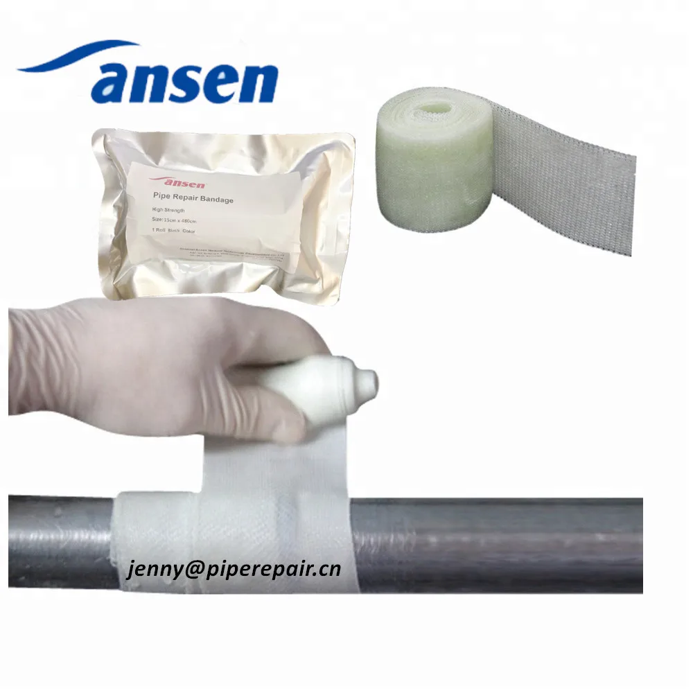 Shaanxi Ansen factory High Temperature Resistant Leaking Water Activated Fiberglass Fix Pipe Repair Bandage