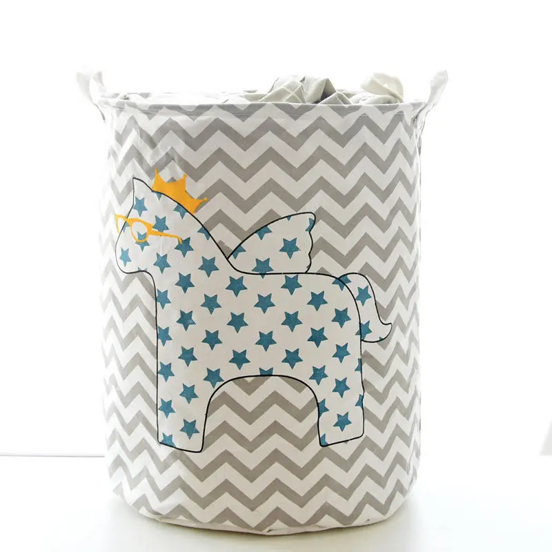 
Large Hamper Bucket Waterproof Coating Cotton Laundry Collapsible Washing Cute Canvas Storage Basket 