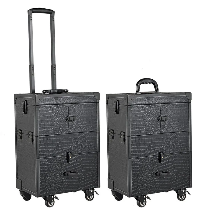 Makeup Train Case on wheels Lockable Artist Makeup Cosmetic Trolley Case