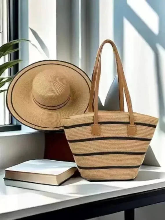 Outdoor Custom Holiday Beach Bags Summer Designer Bag And Hat Set For Women