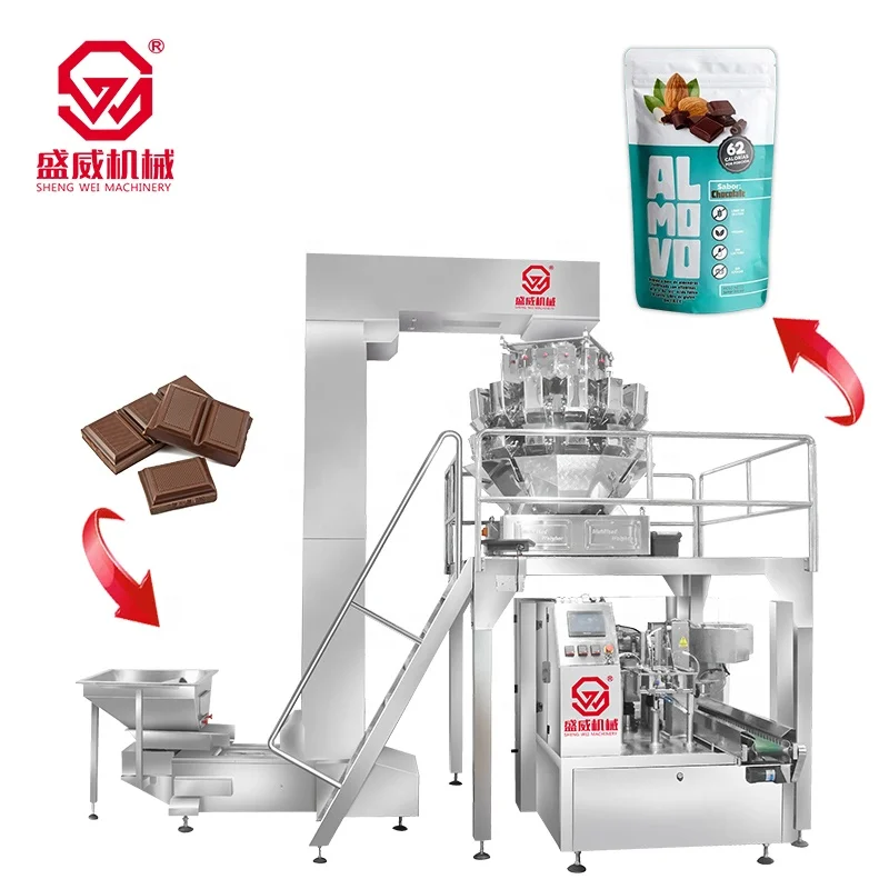 Shengwei Machinery small snack puffing food popcorn chips beef jerky toffee sugar chocolate packaging machine