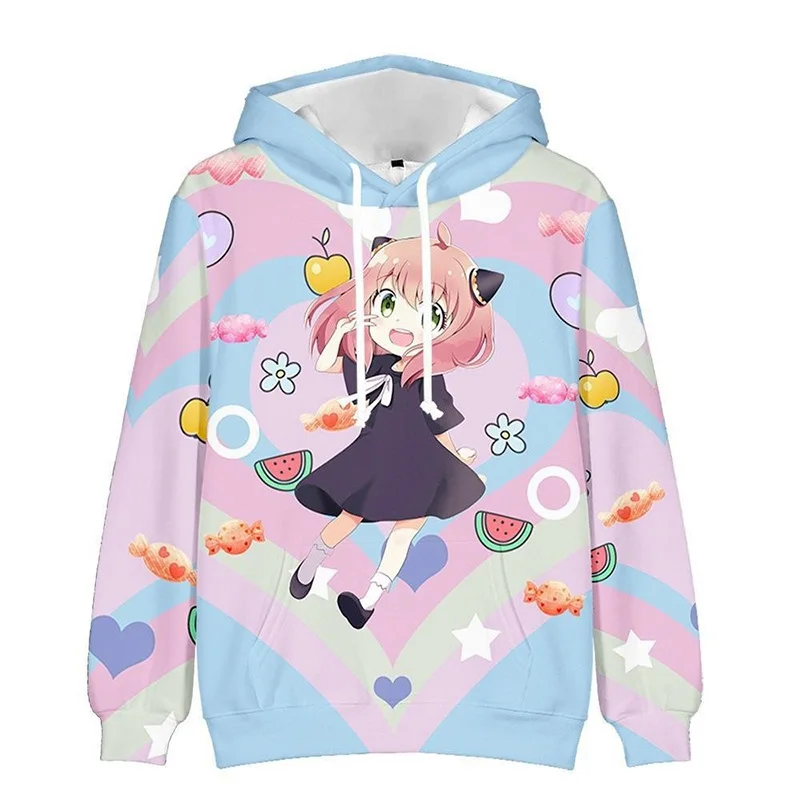 Digital printing heavy air layer polyester hoodie fish 3d sweatshirt custom anime hoodie spy family