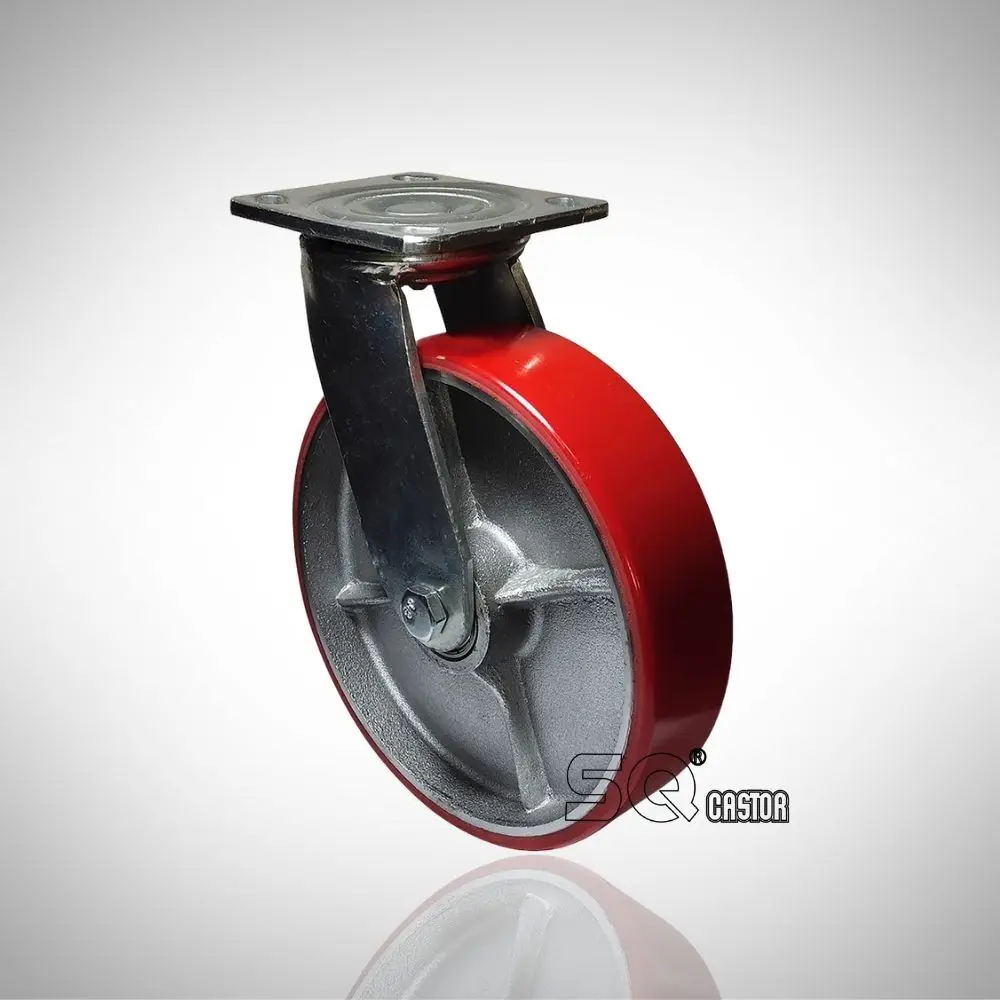 100mm 125mm 150mm SQ PU swivel plate wheel outstanding floor surface preservation for clean equipment castor