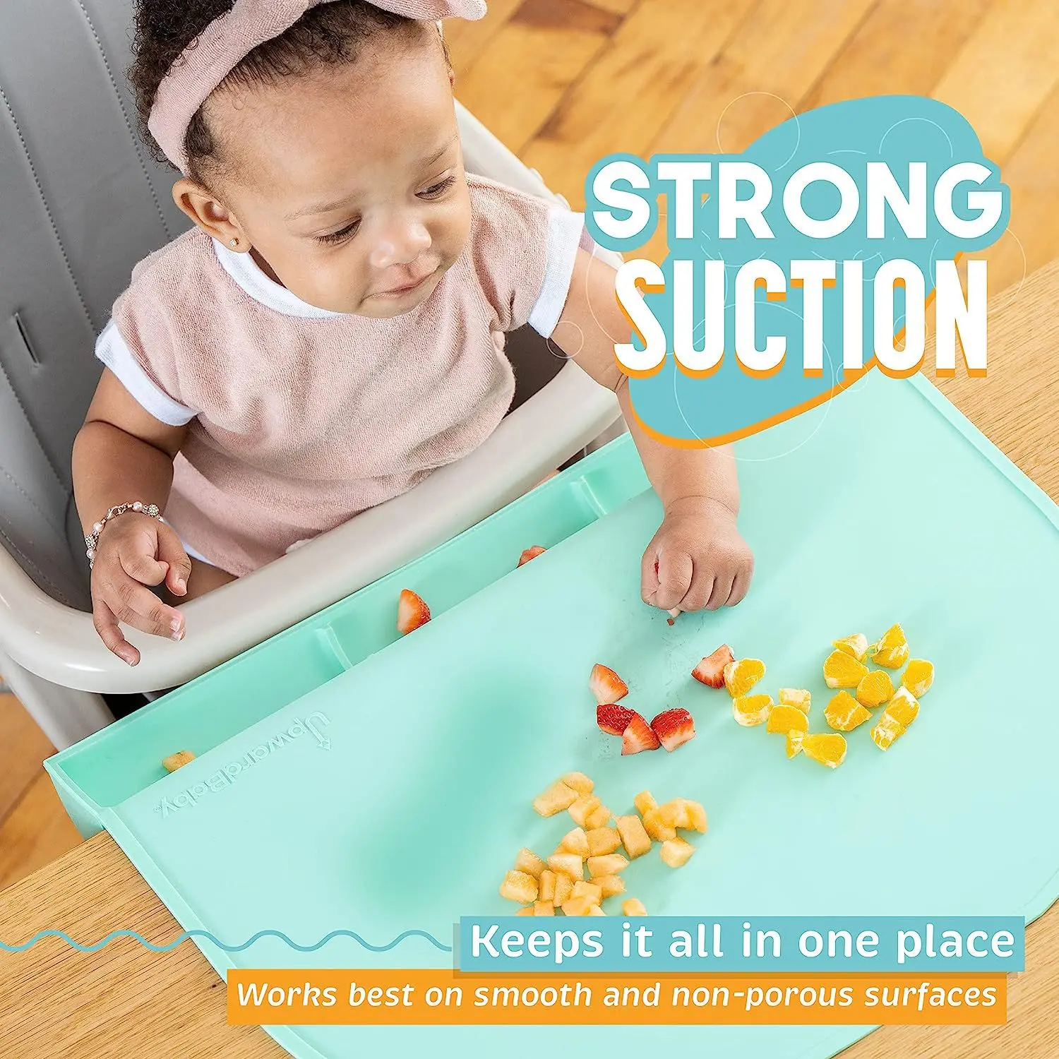 Custom Silicone Dinner Mat with Catching Pockets for Restaurants and Home Child Educational Baby Nursing placemat for Cups
