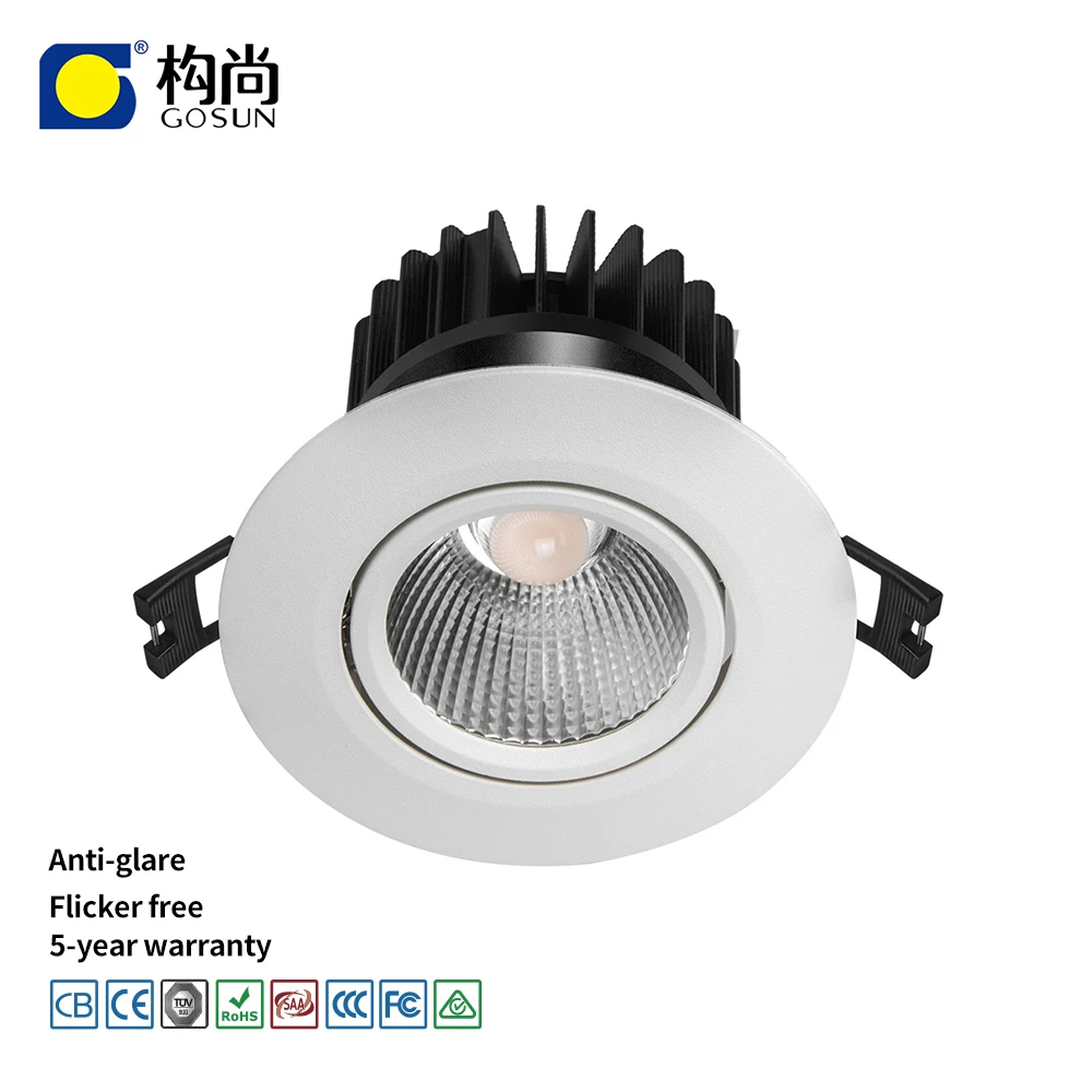 GOSUN 5-year warranty  1800-3000k 0/1-10v dimmable CRI80/90/97 10w led ceiling down light