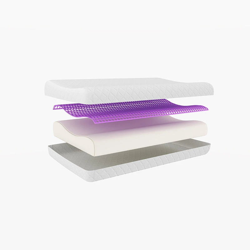 Wave shape Lavender Color TPE Pillow with Memory Foam Supportive Head Pillow for Neck Pain Relieve