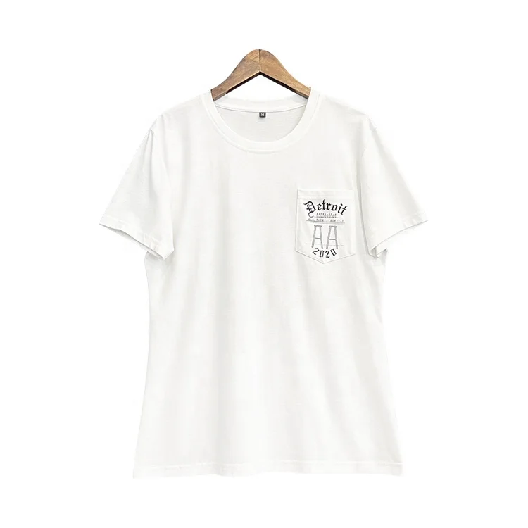 100% cotton high quality pocket t-shirt digital printing slim fit custom logo round neck graphic tees t-shirt for men