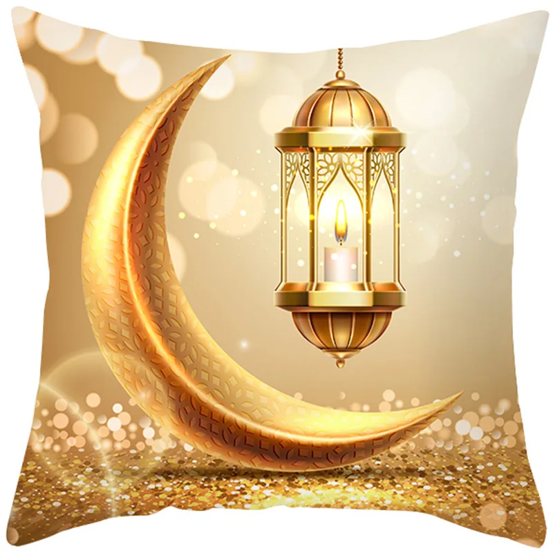 Muslim Ramadan National Style Holiday Pillow Cover Golden Moon Home Pillow Living Room Sofa Head Cushion Cover