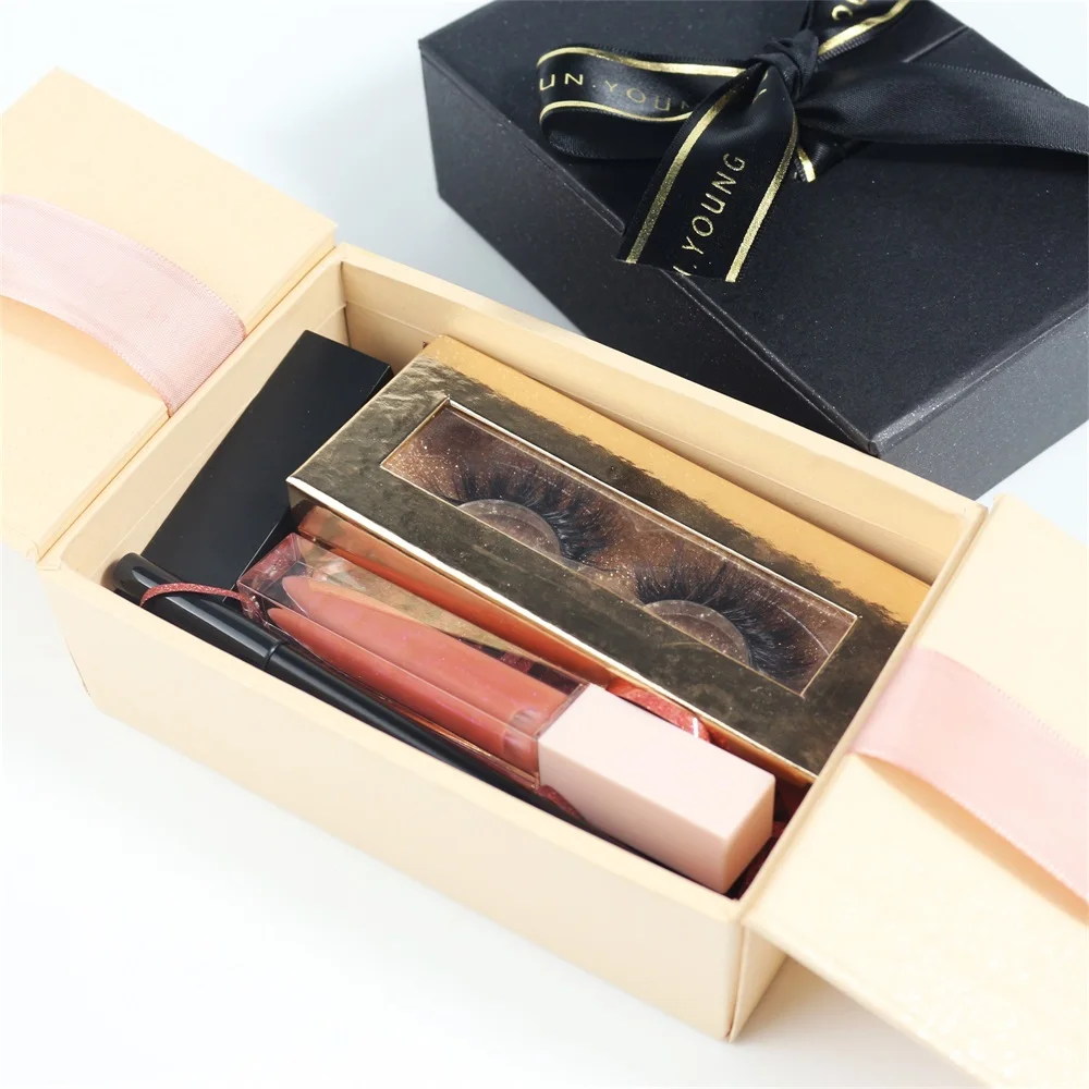 Hot Selling Private Label Lip Gloss Lipstick and Eye Shadow Suit Easy to Color Empty Box