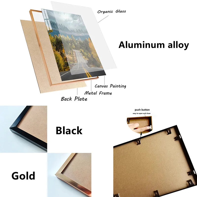 Muslim Poster Prints With Aluminum Alloy Frame Art Allah Islamic Calligraphy Canvas Painting Ramadan Mosque Wall Art Picture