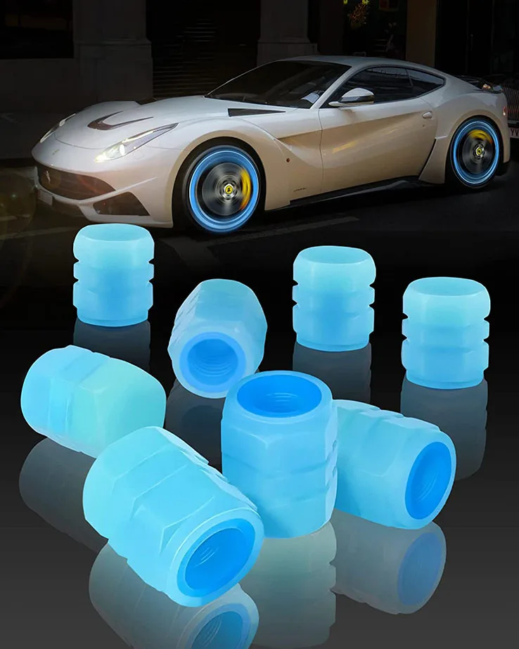 Amazon wholesale Universal Fluorescent Motorcycle Car Wheel Bike Bicycle Trucks Dust Cap Auto Glow Tire Valve Stem Caps