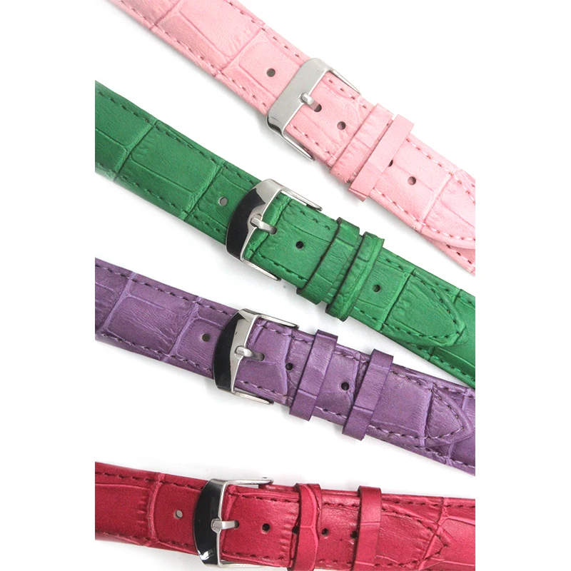 Factory directly  bamboo Crocodile grain Cowhide genuine leather high quality watch straps band