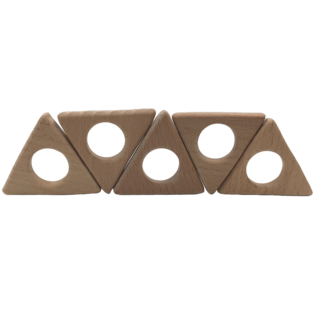 2024 Baby Animal Natural Beech Teething Wooden Beads Toy Baby Teether Gift Rattle Diy Accessories Wood Triangle Crafts